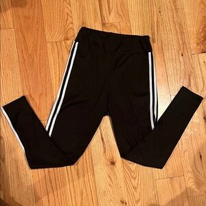 Kids Black Leggings with White Stripes